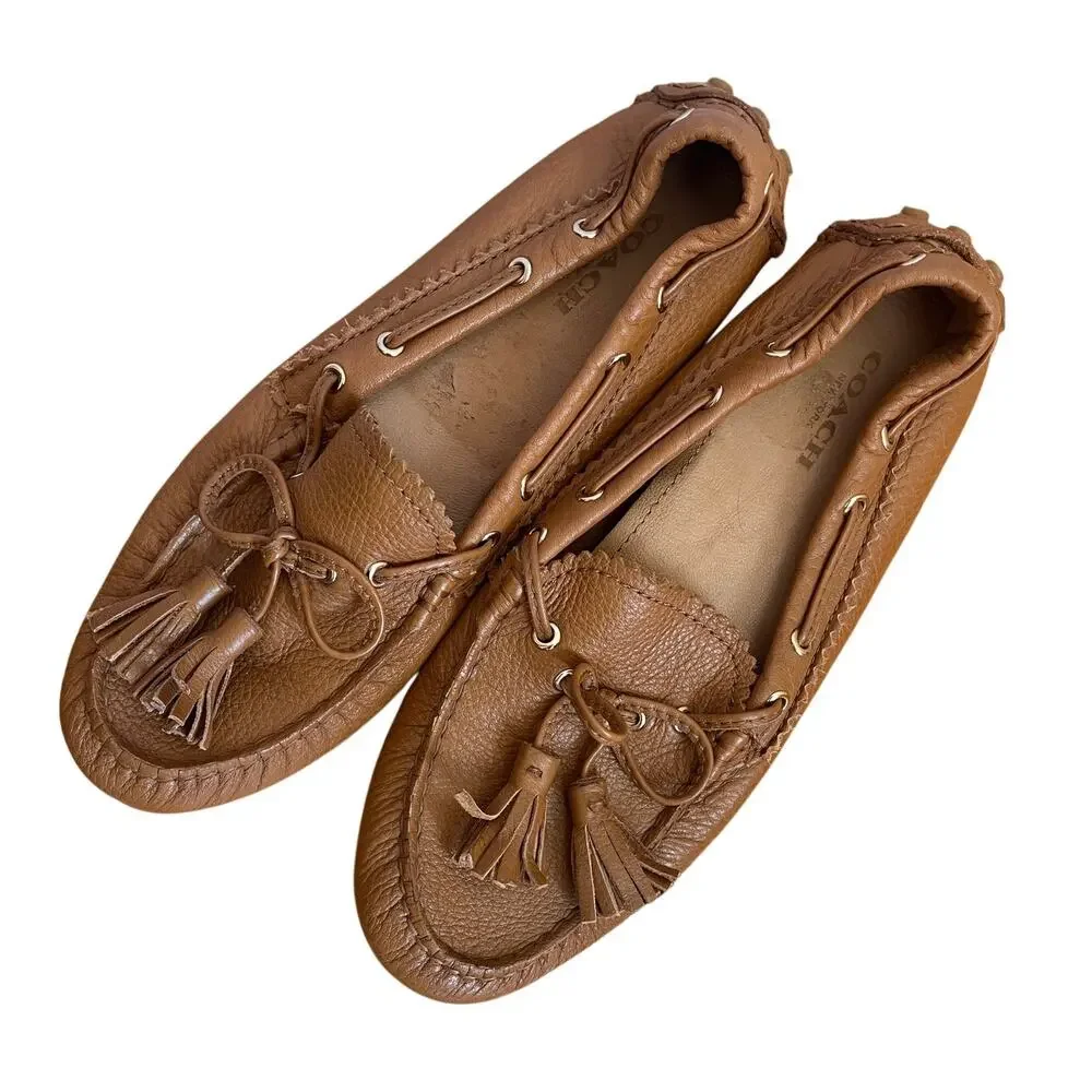 Coach Nadine Driving Loafers Moccasin Toe Tan Women's 6 NWOT